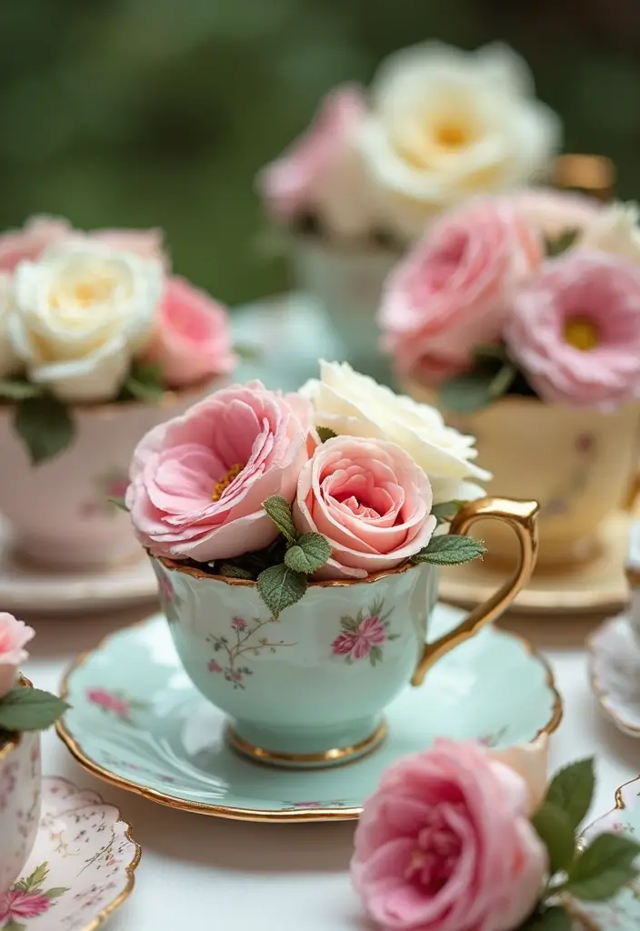 25+ Bridal Shower Home Décor Ideas to Transform Your Space - 11. Vintage Teacup Displays