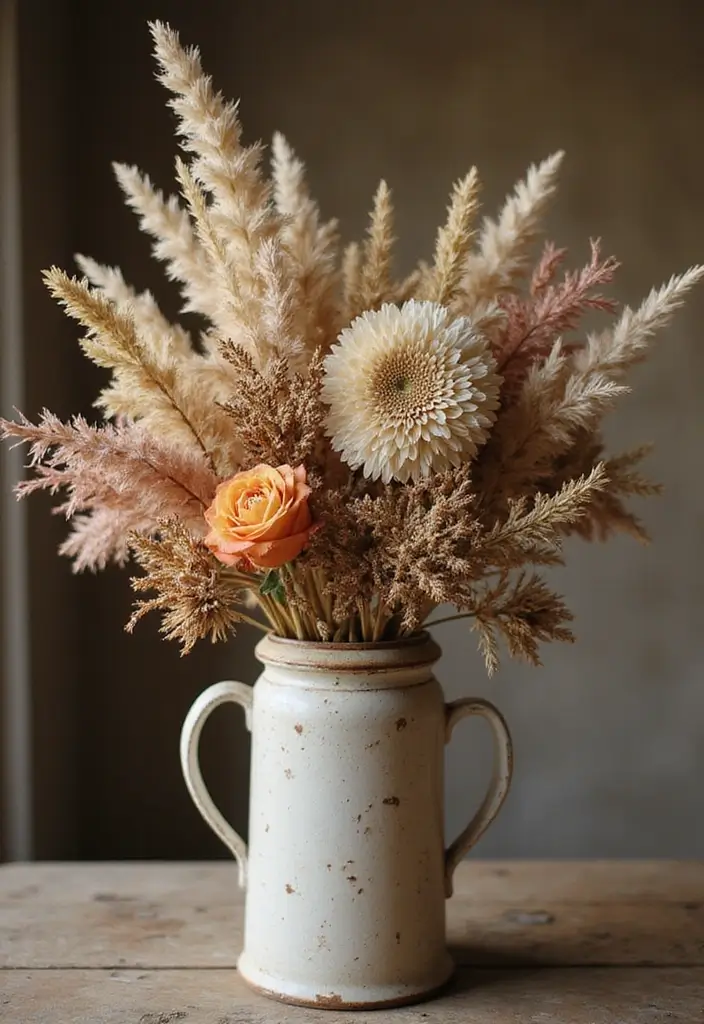 25+ Bridal Shower Home Décor Ideas to Transform Your Space - 12. Dried Flower Arrangements
