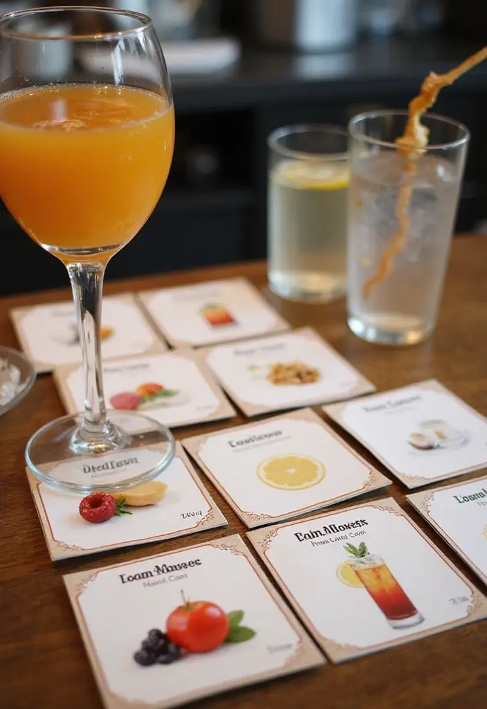 25+ Bridal Shower Mimosa Bar Ideas for a Bubbly Brunch Party - 18. Interactive Tasting Cards
