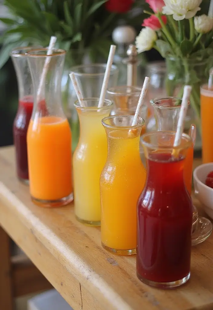 25+ Bridal Shower Mimosa Bar Ideas for a Bubbly Brunch Party - 21. Stylish Infusion Pitchers