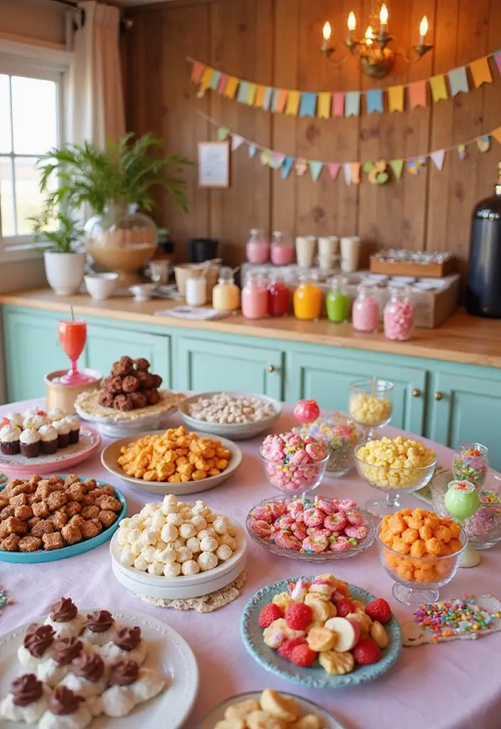 25+ Bridal Shower Mimosa Bar Ideas for a Bubbly Brunch Party - 24. Create a Sweet Station