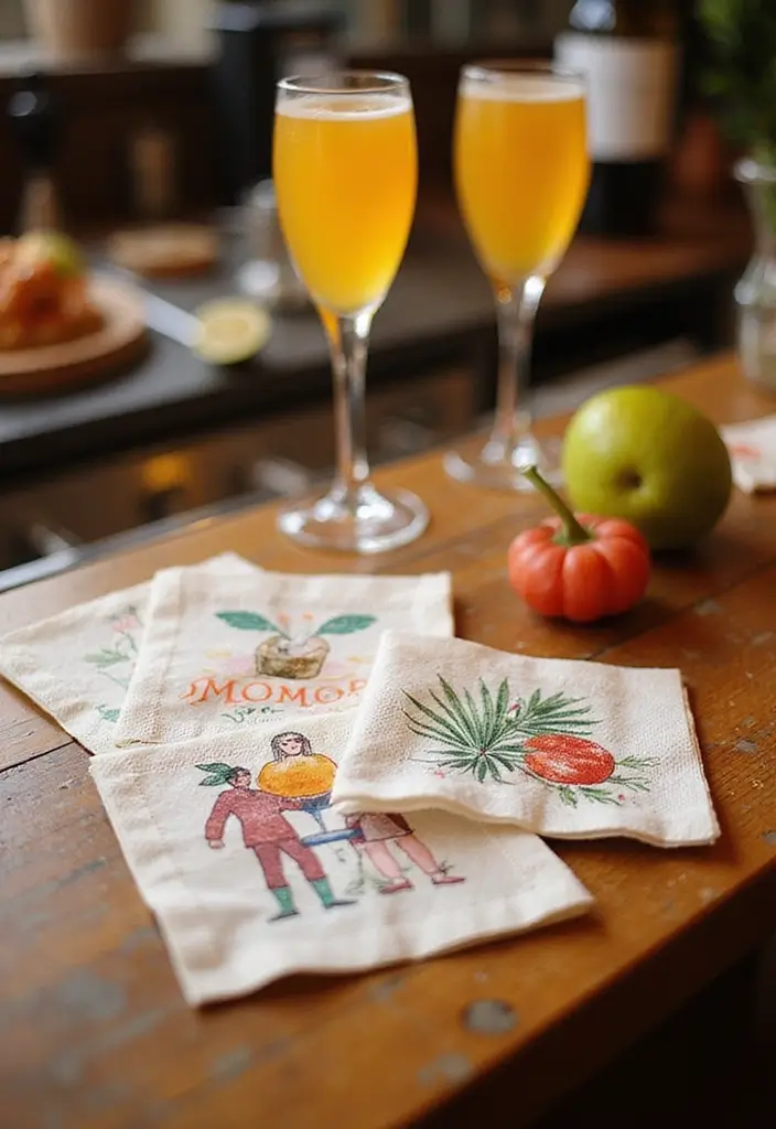 25+ Bridal Shower Mimosa Bar Ideas for a Bubbly Brunch Party - 25. Themed Cocktail Napkins