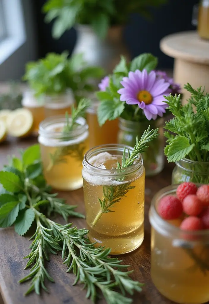 25+ Bridal Shower Mimosa Bar Ideas for a Bubbly Brunch Party - 3. Botanical Garnishes