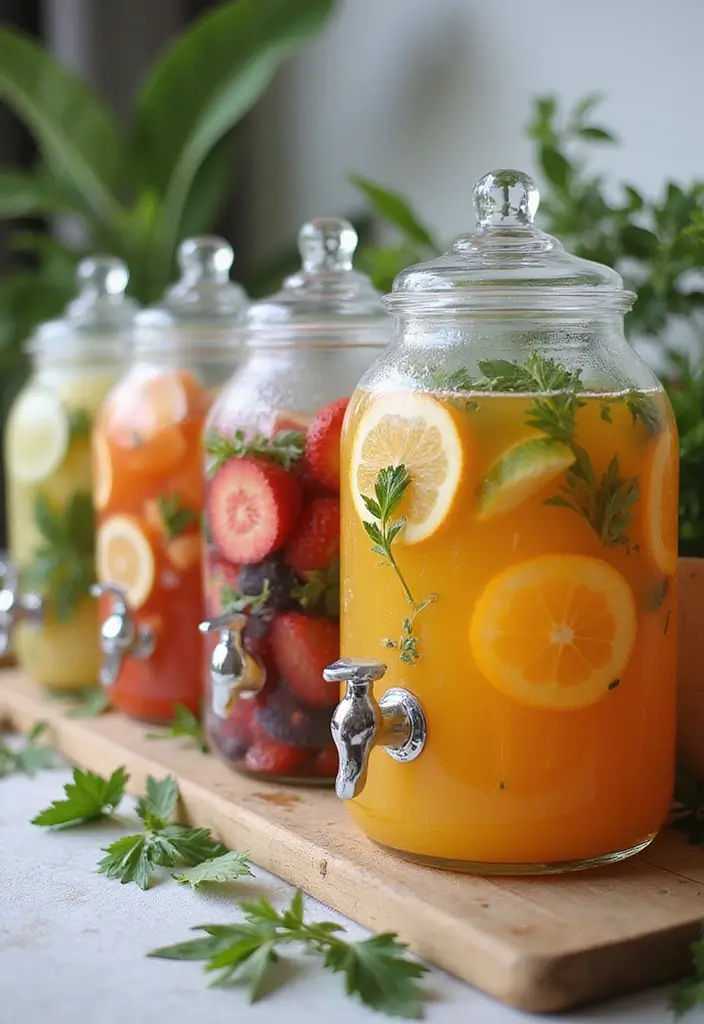 25+ Bridal Shower Mimosa Bar Ideas for a Bubbly Brunch Party - 4. Juice Infused Water