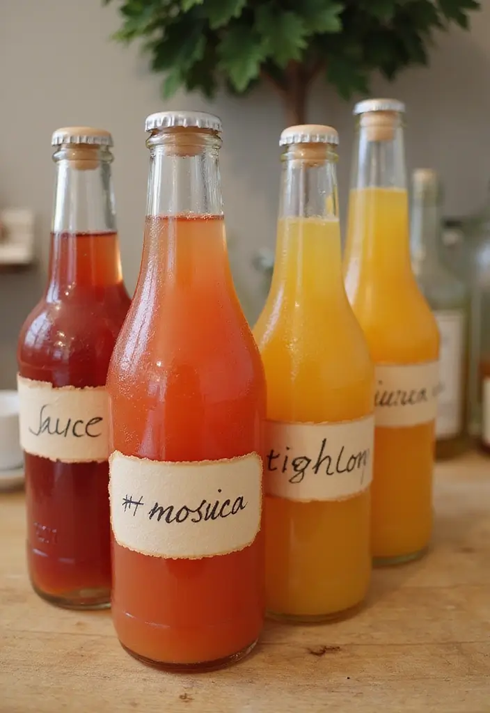 25+ Bridal Shower Mimosa Bar Ideas for a Bubbly Brunch Party - 5. Themed Labels for Juices
