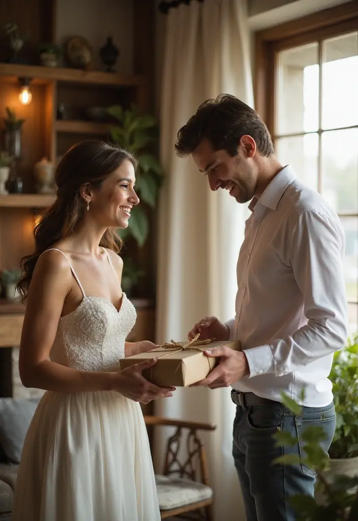 25+ Bridal Shower Picture Ideas to Capture Unforgettable Moments - 10. Bride and Groom Gifts Exchange