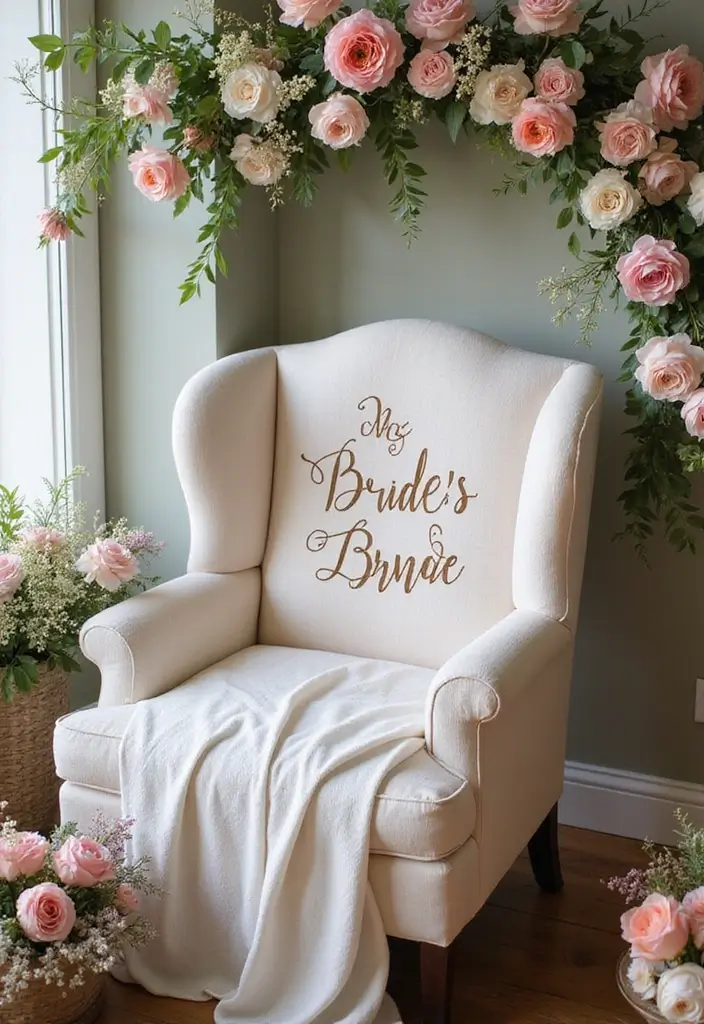 25+ Bridal Shower Picture Ideas to Capture Unforgettable Moments - 21. Personalized Bride’s Chair