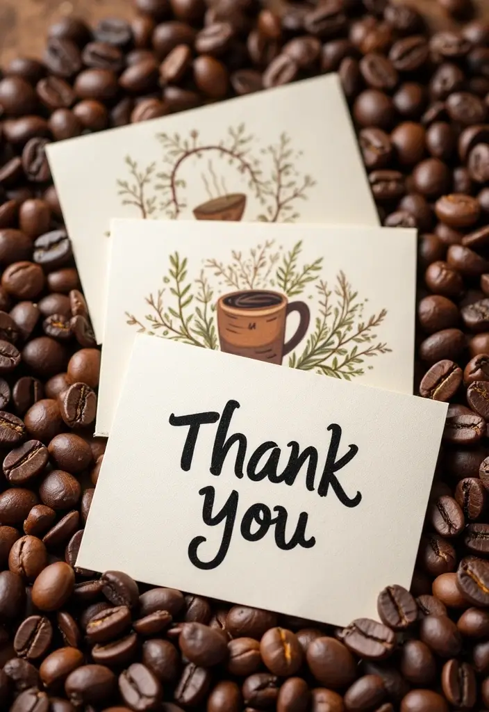 25+ Coffee-Themed Bridal Shower Ideas for the Latte-Loving Bride - 22. Coffee-Themed Thank You Notes