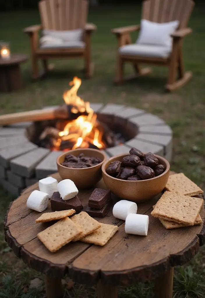 25+ Cozy Fall Bridal Shower Ideas Full of Autumn Charm - 10. S'mores Station