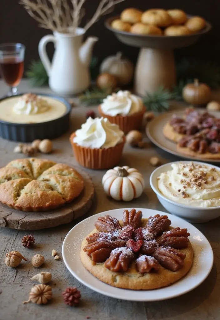 25+ Cozy Fall Bridal Shower Ideas Full of Autumn Charm - 18. Rustic Dessert Table