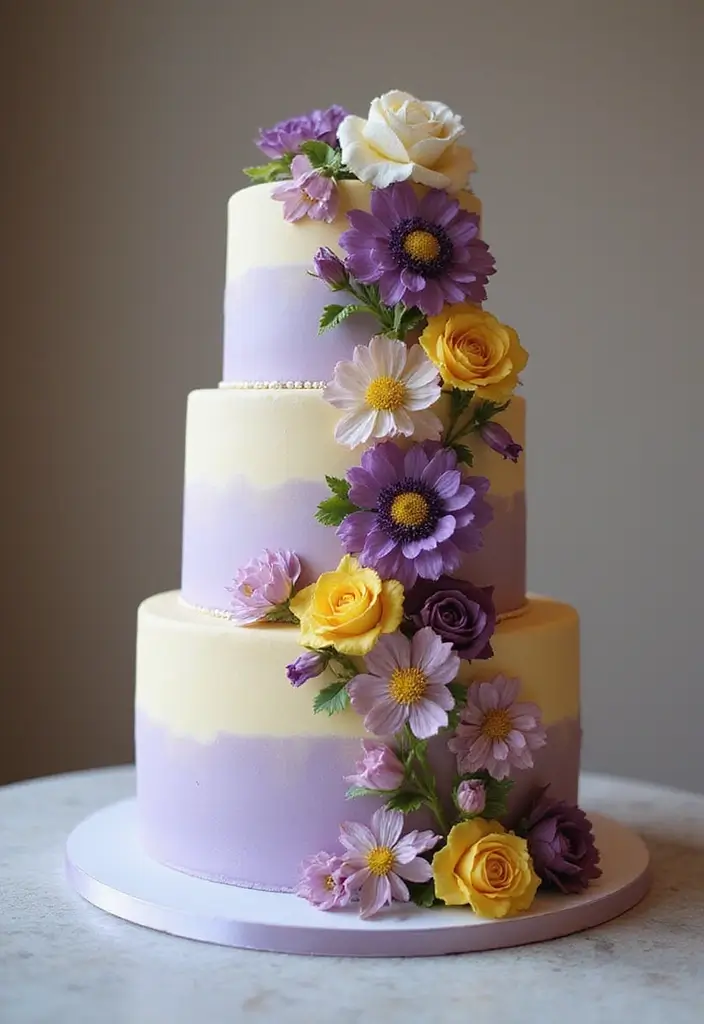 25+ Disney Princess Cake Ideas Fit for a Fairytale Celebration - 14. Rapunzel’s Floral Cascade Cake