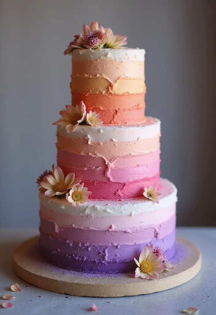 25+ Disney Princess Cake Ideas Fit for a Fairytale Celebration - 16. Aurora’s Sunset Cake