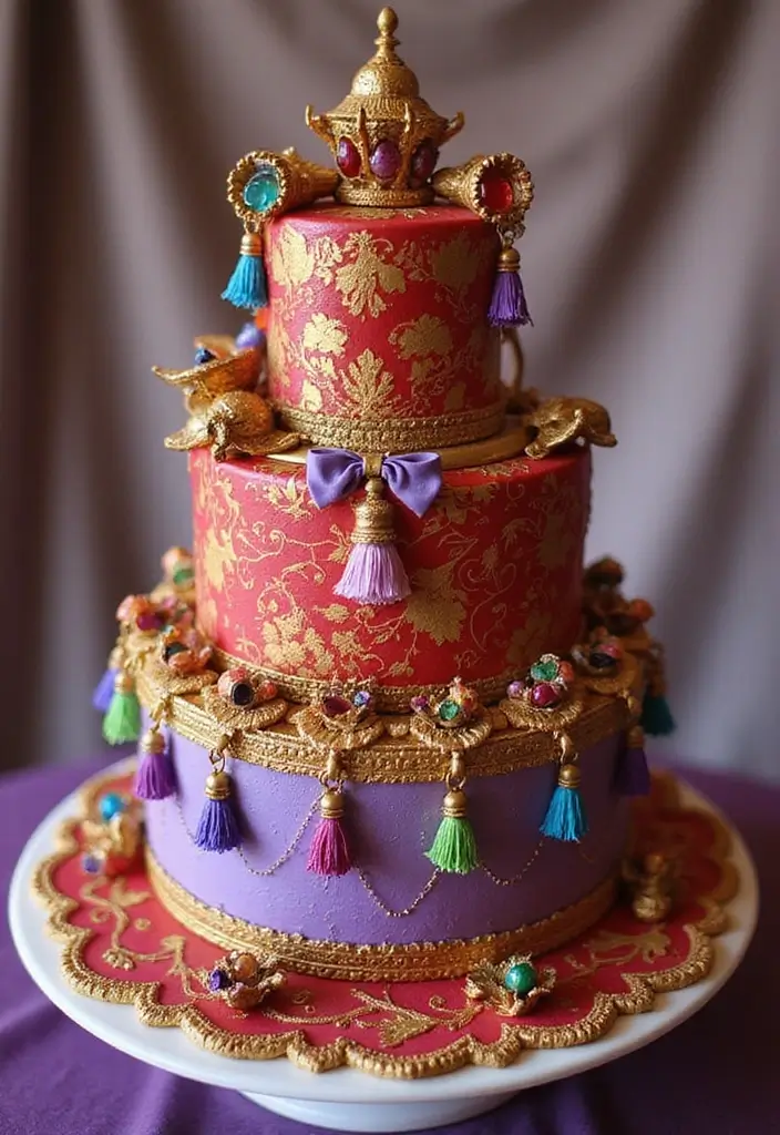 25+ Disney Princess Cake Ideas Fit for a Fairytale Celebration - 18. Jasmine’s Magic Carpet Cake