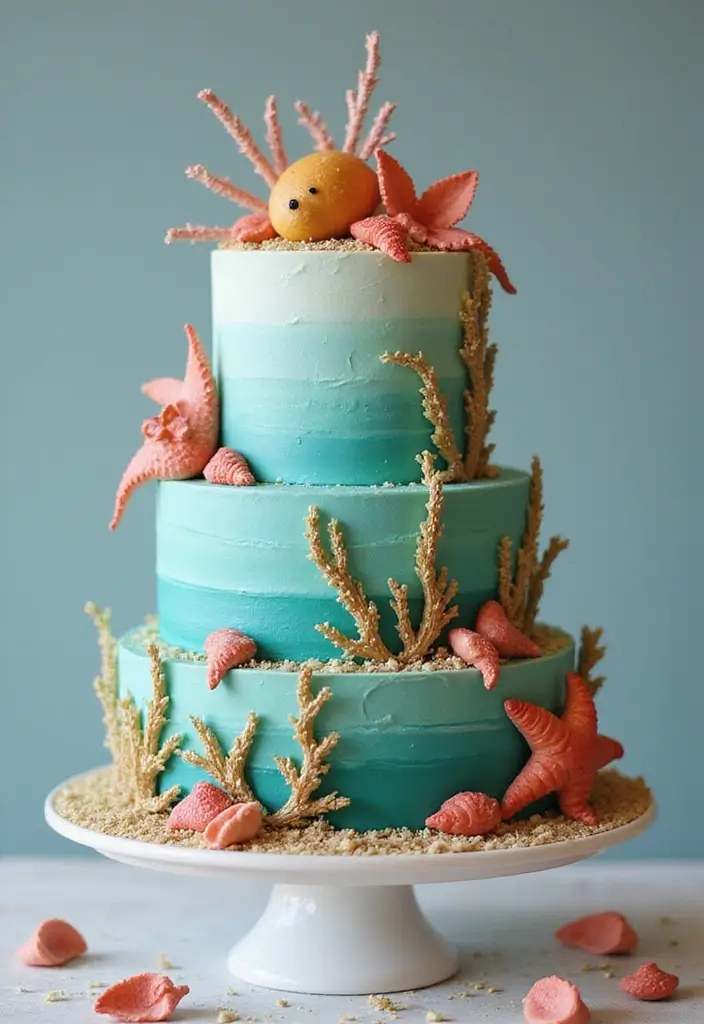 25+ Disney Princess Cake Ideas Fit for a Fairytale Celebration - 2. Ariel’s Under the Sea Cake Delight