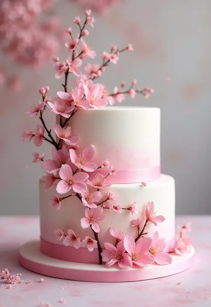 25+ Disney Princess Cake Ideas Fit for a Fairytale Celebration - 20. Mulan’s Cherry Blossom Cake