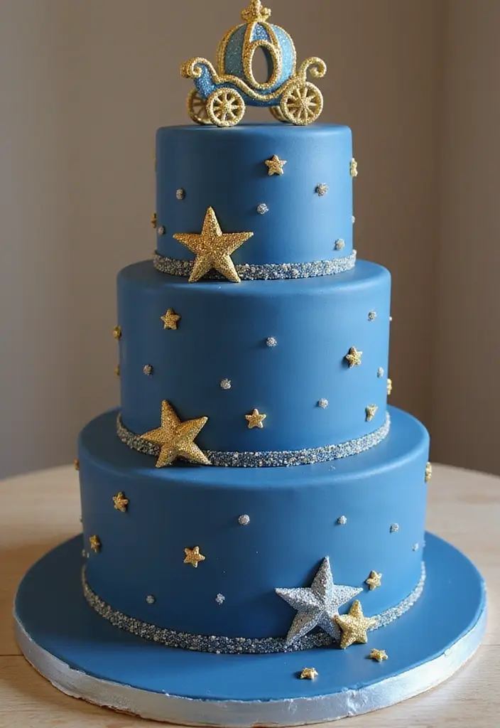 25+ Disney Princess Cake Ideas Fit for a Fairytale Celebration - 23. Cinderella’s Midnight Magic Cake