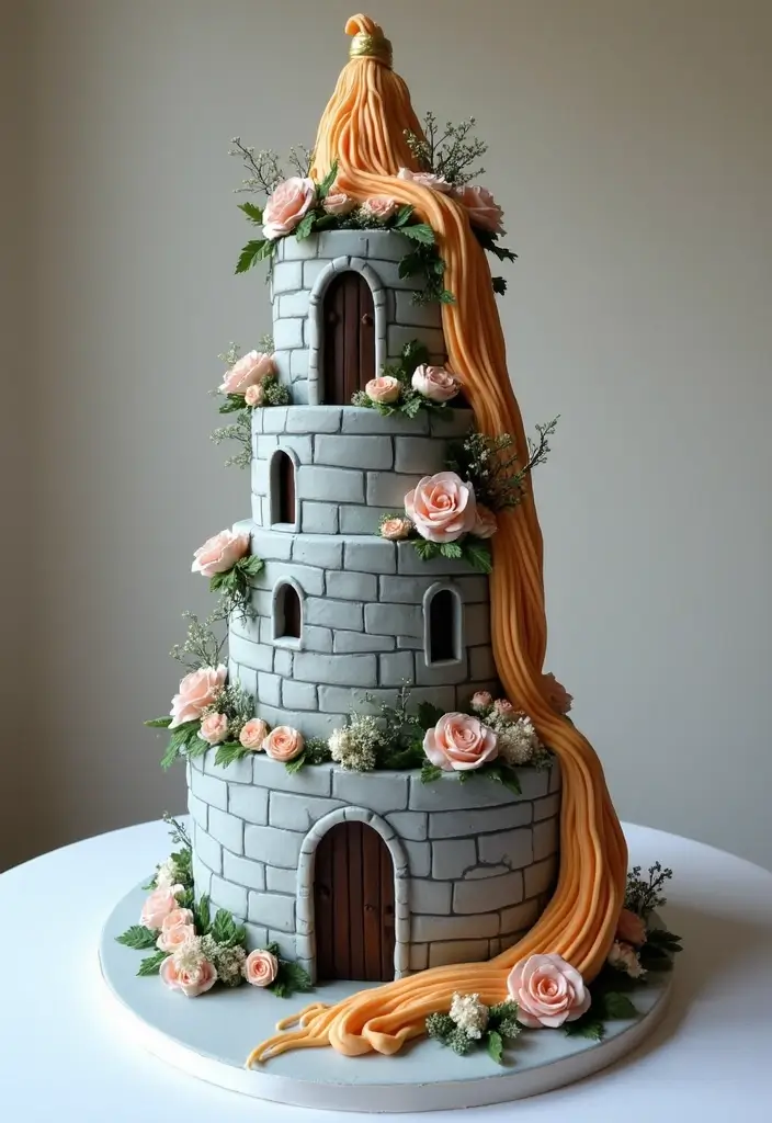 25+ Disney Princess Cake Ideas Fit for a Fairytale Celebration - 7. Rapunzel’s Magical Tower Cake