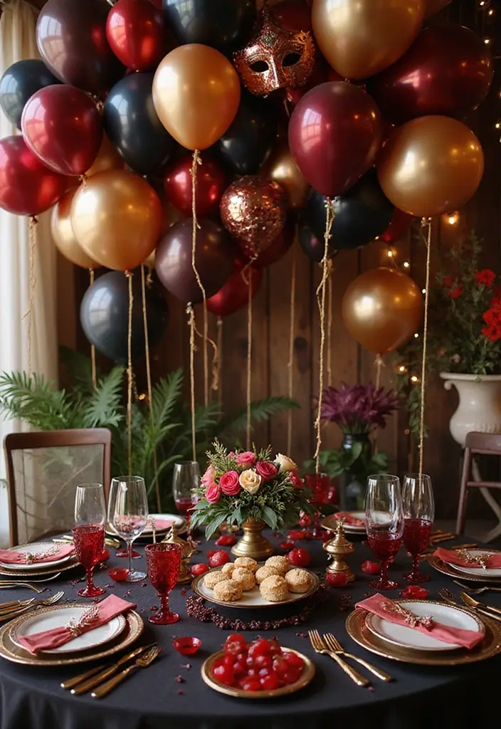25+ Dreamy Bridal Shower Balloon Ideas for Pinterest-Worthy Decor 88 25+ Dreamy Bridal Shower Balloon Ideas for Pinterest-Worthy Decor - 14. Balloon Masquerade Theme