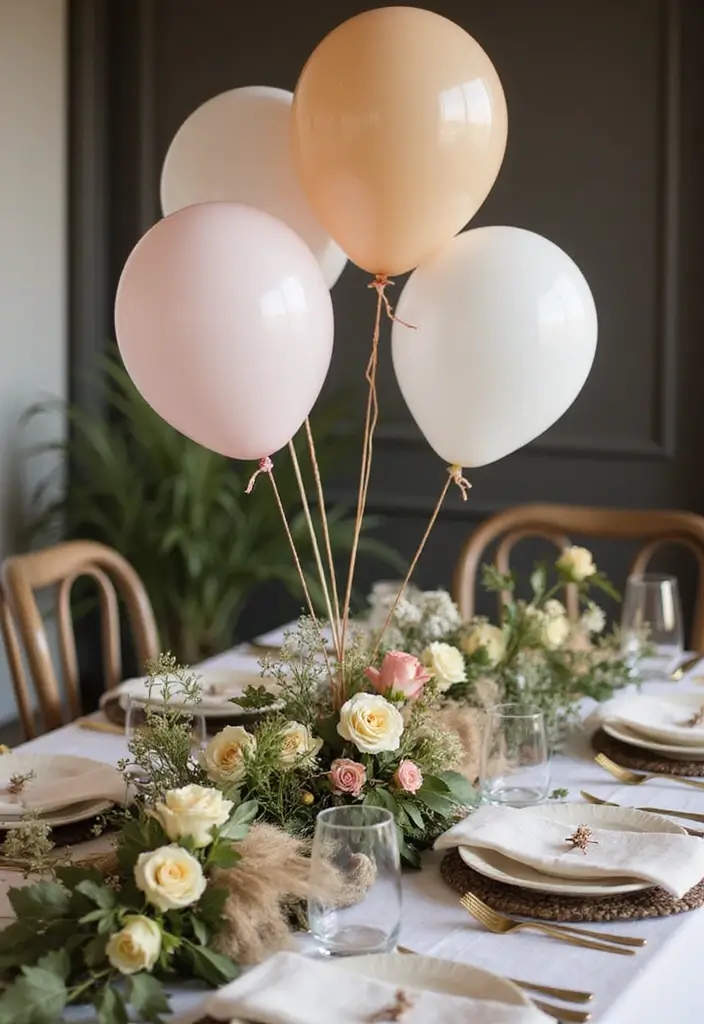 25+ Dreamy Bridal Shower Balloon Ideas for Pinterest-Worthy Decor 8 25+ Dreamy Bridal Shower Balloon Ideas for Pinterest-Worthy Decor - 2. Balloon Centerpieces with Natural Elements