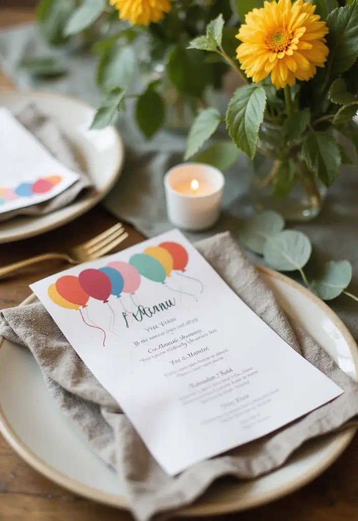 25+ Dreamy Bridal Shower Balloon Ideas for Pinterest-Worthy Decor 124 25+ Dreamy Bridal Shower Balloon Ideas for Pinterest-Worthy Decor - 20. Balloon-Themed Menu Cards