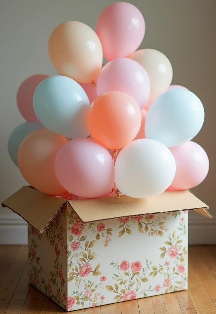 25+ Dreamy Bridal Shower Balloon Ideas for Pinterest-Worthy Decor 138 25+ Dreamy Bridal Shower Balloon Ideas for Pinterest-Worthy Decor - 22. Balloon Surprise Box