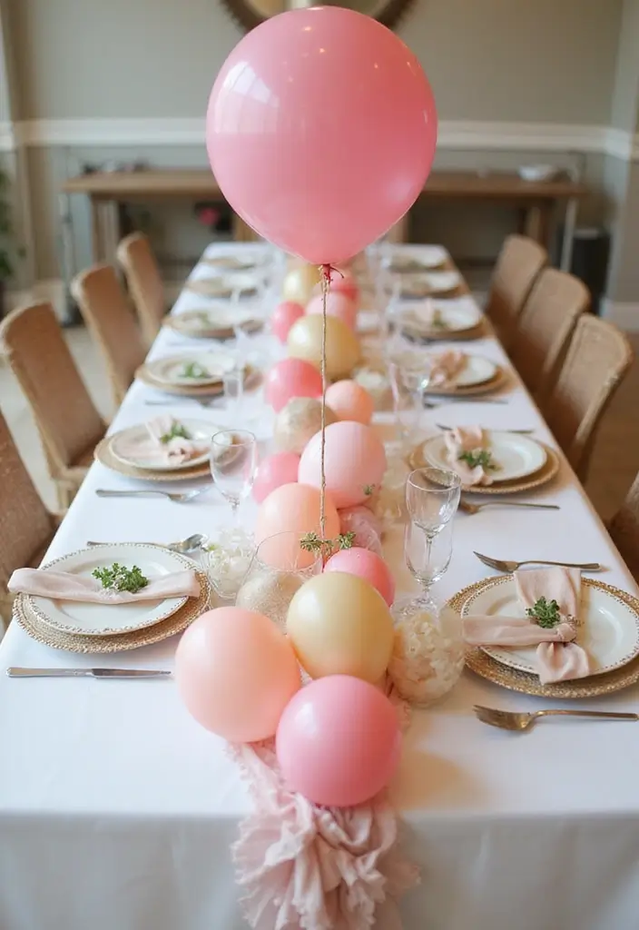 25+ Dreamy Bridal Shower Balloon Ideas for Pinterest-Worthy Decor 152 25+ Dreamy Bridal Shower Balloon Ideas for Pinterest-Worthy Decor - 24. Balloon Table Runners