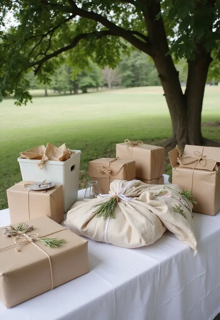 25+ Dreamy Bridal Shower Outdoor Ideas for a Perfect Setup - 13. Eco-Friendly Gift Wrapping