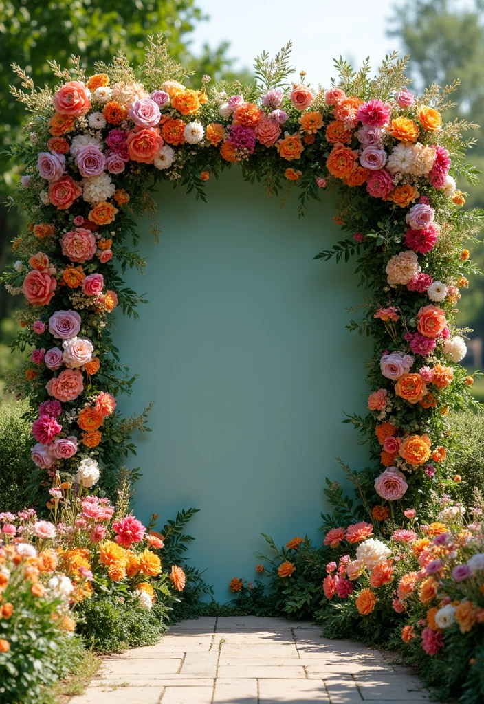 25+ Dreamy Bridal Shower Outdoor Ideas for a Perfect Setup - 15. Floral Photo Backdrop