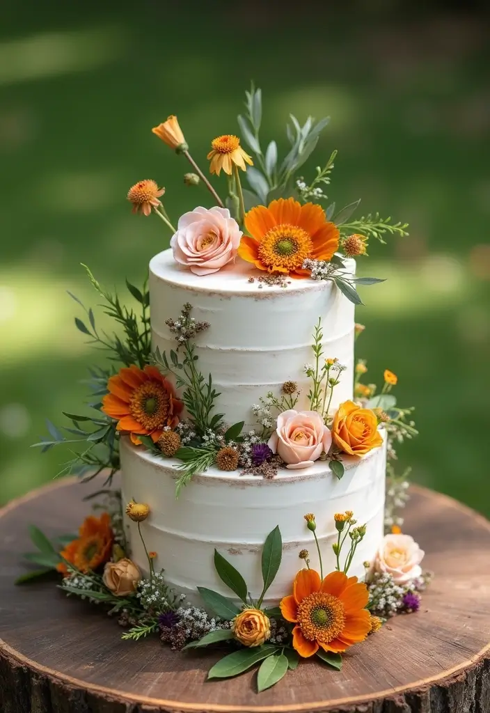 25+ Dreamy Bridal Shower Outdoor Ideas for a Perfect Setup - 18. Nature-Themed Cake