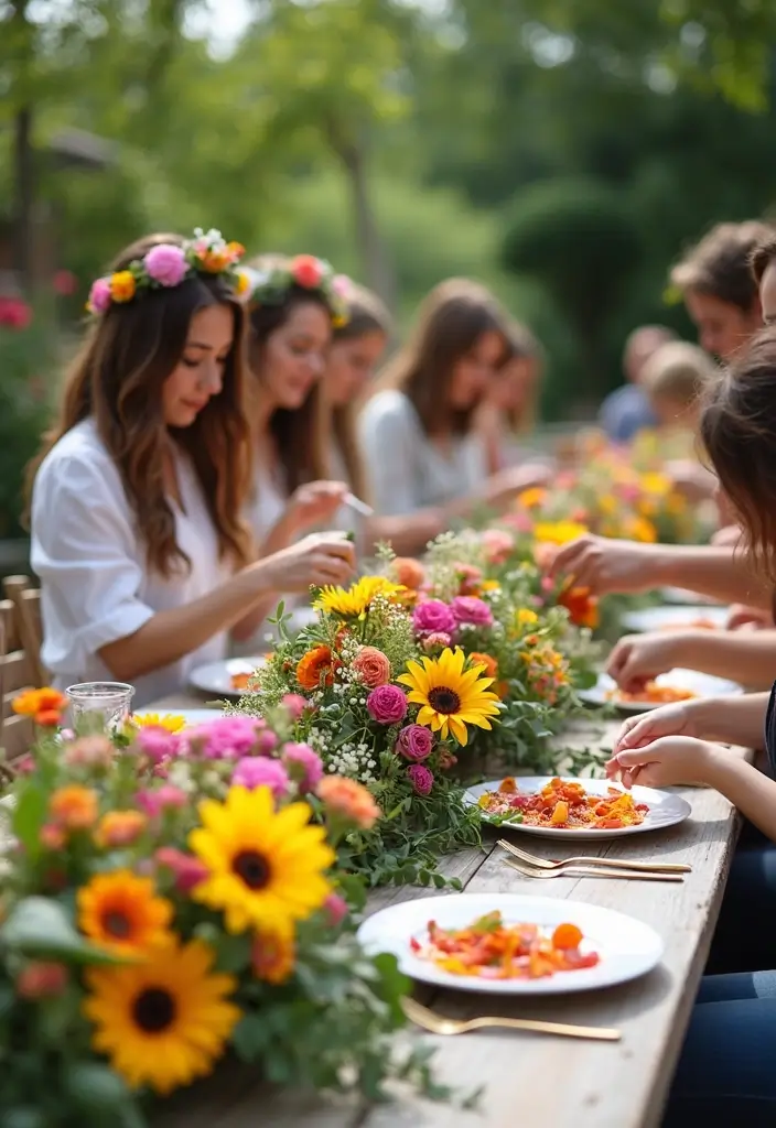 25+ Dreamy Bridal Shower Outdoor Ideas for a Perfect Setup - 5. Flower Crown Making Station