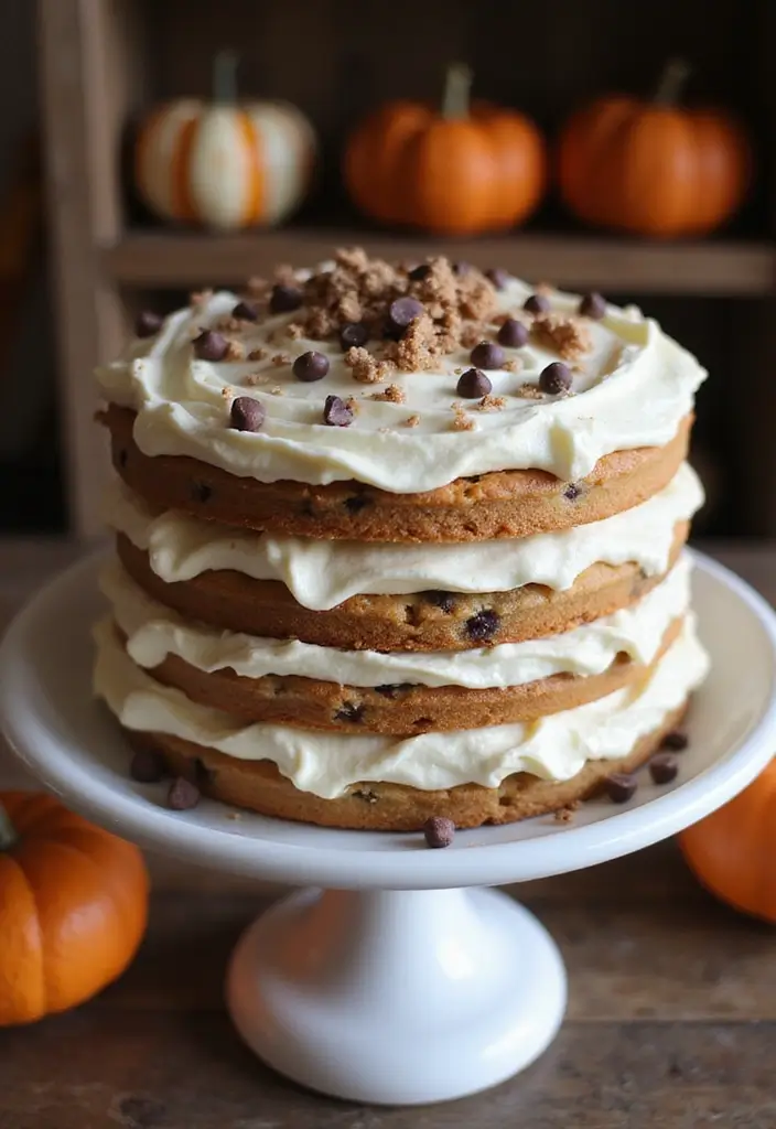 25+ Fall Wedding Cake Ideas with Cozy Seasonal Vibes - 13. Rustic Chocolate Chip Cookie Cake