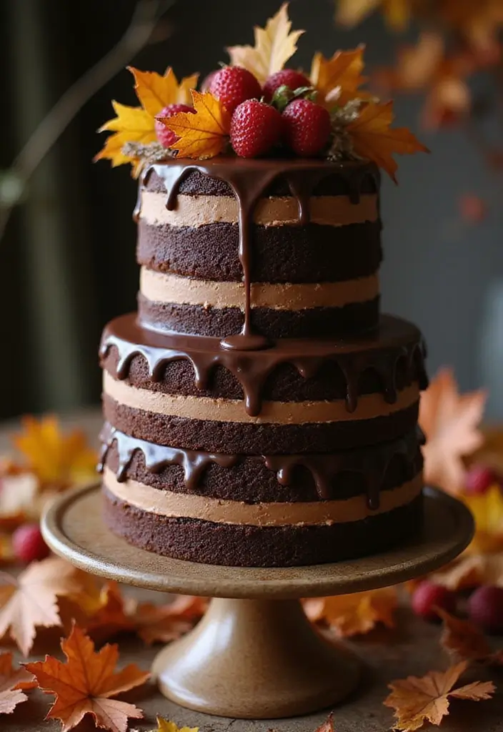 25+ Fall Wedding Cake Ideas with Cozy Seasonal Vibes - 16. Chocolate Espresso Cake