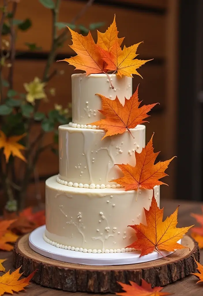 25+ Fall Wedding Cake Ideas with Cozy Seasonal Vibes - 2. Maple Leaf Cake