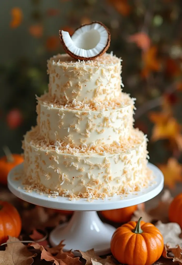 25+ Fall Wedding Cake Ideas with Cozy Seasonal Vibes - 21. Coconut Cream Cake