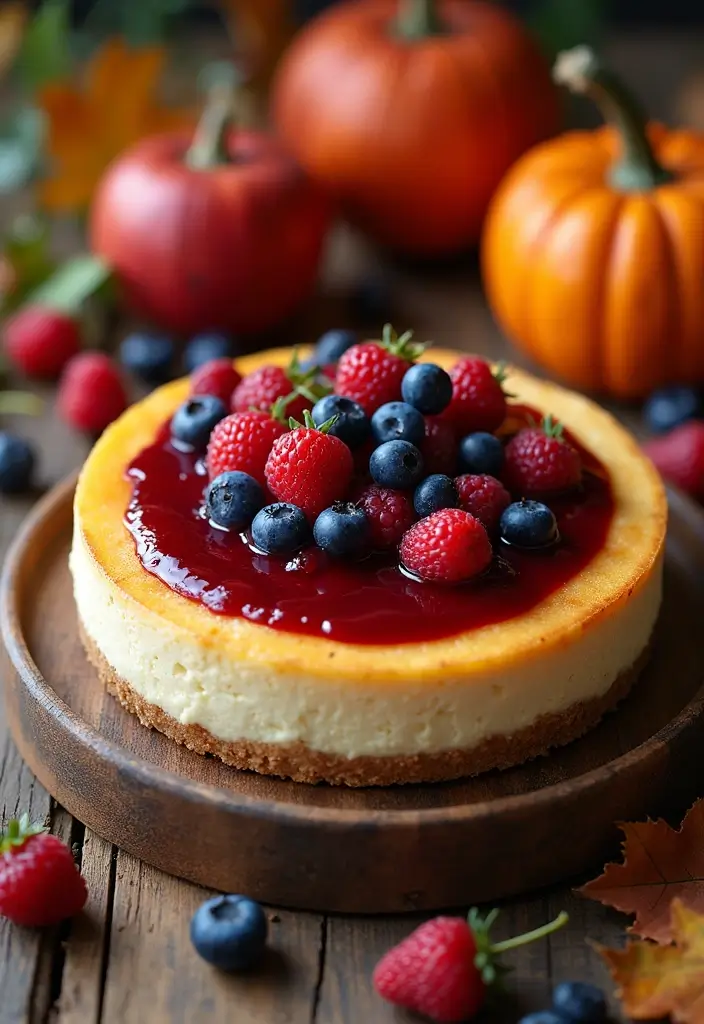 25+ Fall Wedding Cake Ideas with Cozy Seasonal Vibes - 22. Rustic Cheesecake with Fresh Berries