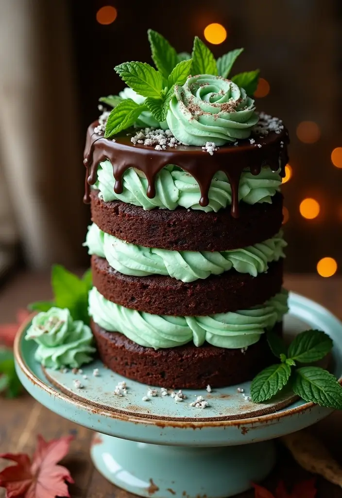 25+ Fall Wedding Cake Ideas with Cozy Seasonal Vibes - 24. Chocolate Mint Cake