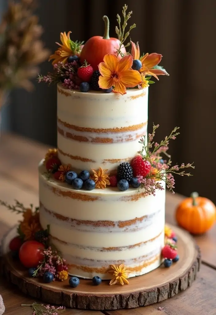 25+ Fall Wedding Cake Ideas with Cozy Seasonal Vibes - 25. Rustic Vanilla Bean Cake