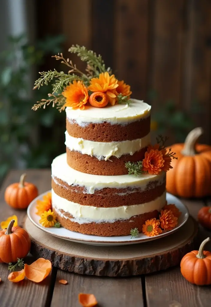 25+ Fall Wedding Cake Ideas with Cozy Seasonal Vibes - 3. Carrot Cake with Cream Cheese Frosting