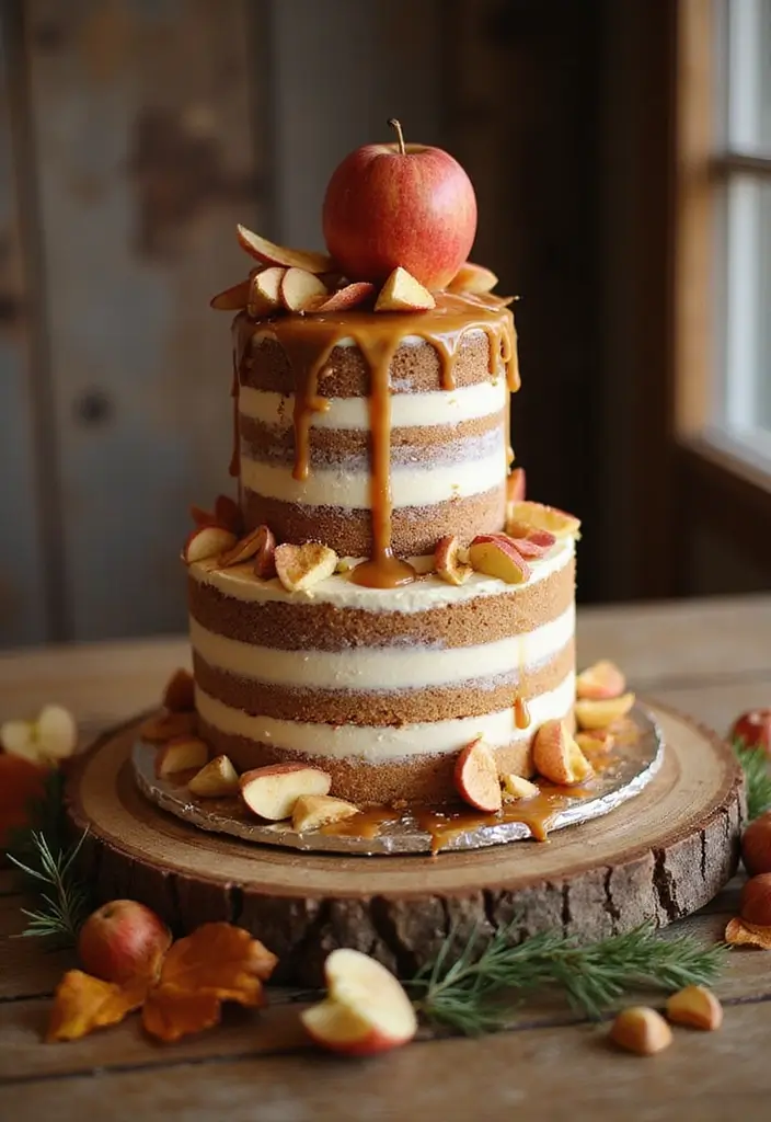 25+ Fall Wedding Cake Ideas with Cozy Seasonal Vibes - 5. Rustic Apple Cake
