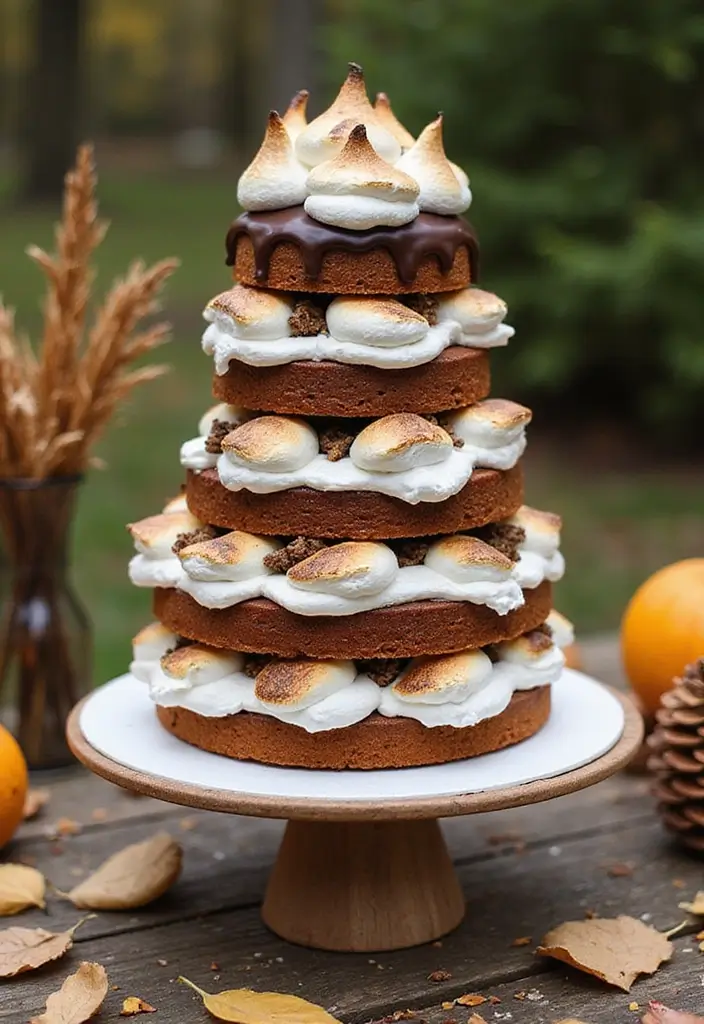 25+ Fall Wedding Cake Ideas with Cozy Seasonal Vibes - 8. S'mores Wedding Cake