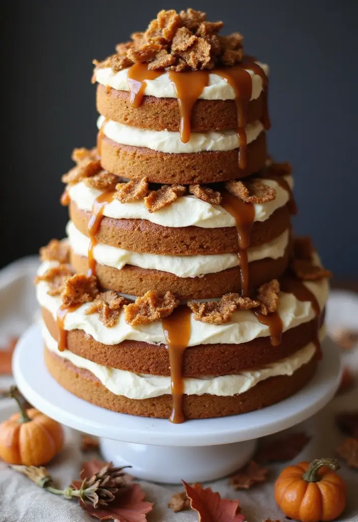 25+ Fall Wedding Cake Ideas with Cozy Seasonal Vibes - 9. Gingerbread Layer Cake