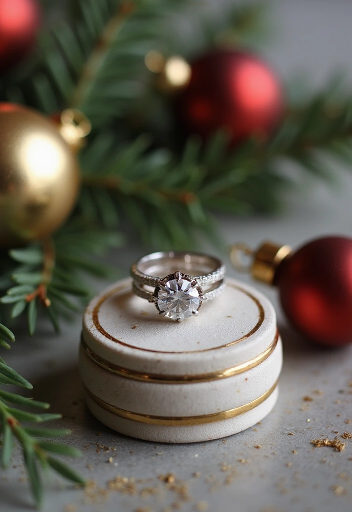 25+ Festive Christmas Bridal Shower Ideas for a Magical Holiday Party - 20. Unique Engagement Ring Display