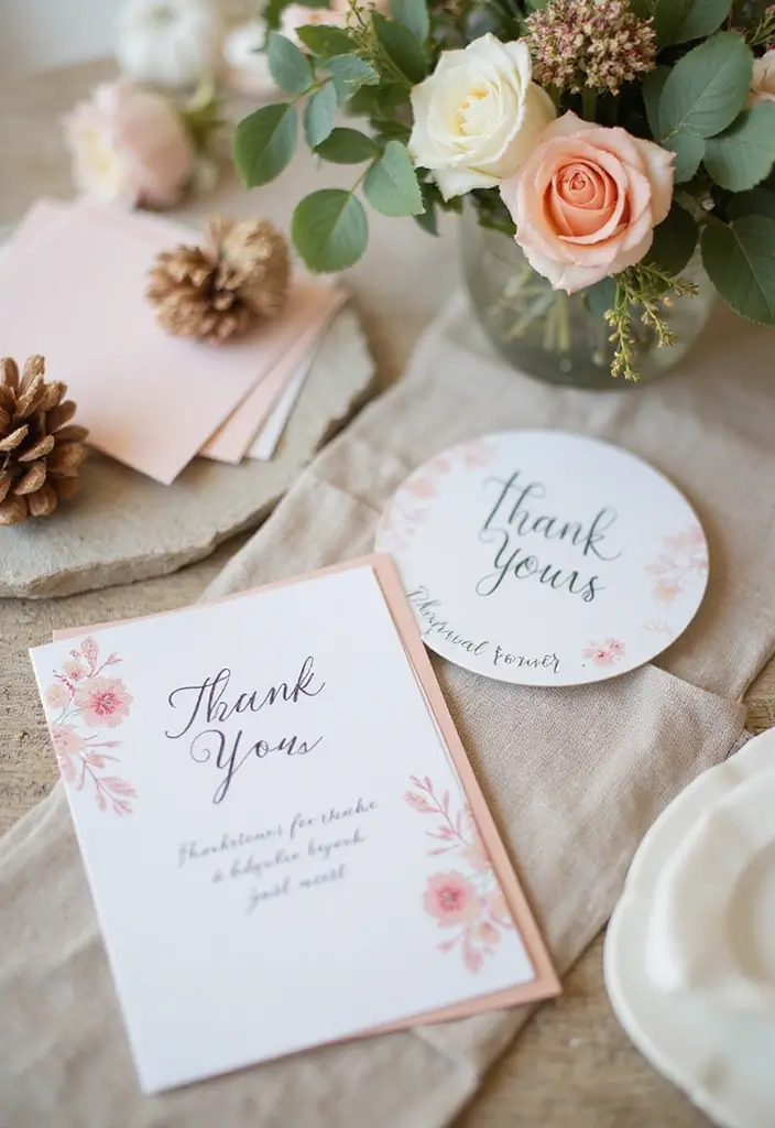 25+ Festive Christmas Bridal Shower Ideas for a Magical Holiday Party - 23. Creative Thank-You Notes Station