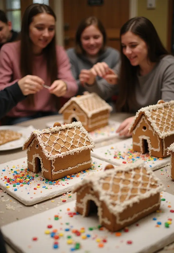 25+ Festive Christmas Bridal Shower Ideas for a Magical Holiday Party - 6. Gingerbread House Decorating Contest