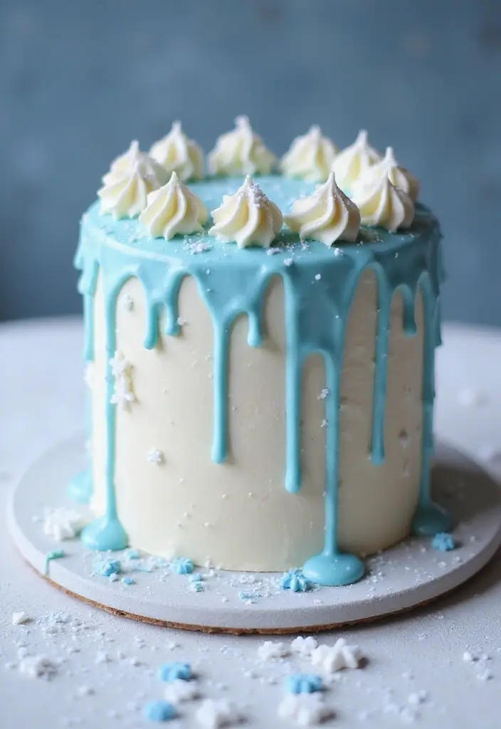 25+ Frozen Cake Ideas That Bring Elsa’s Magic to Life - 11. Icicle Drip Cake