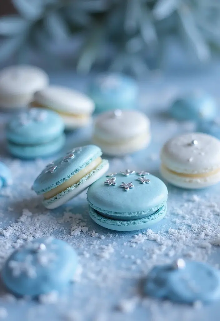 25+ Frozen Cake Ideas That Bring Elsa’s Magic to Life - 12. Frozen-Inspired Macarons