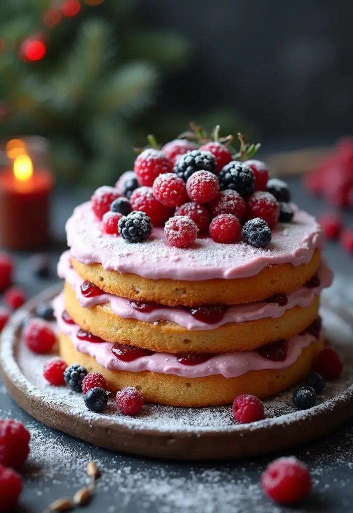 25+ Frozen Cake Ideas That Bring Elsa’s Magic to Life - 15. Frosted Berry Cake