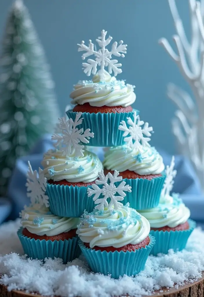 25+ Frozen Cake Ideas That Bring Elsa’s Magic to Life - 7. Frozen Wonderland Cupcakes