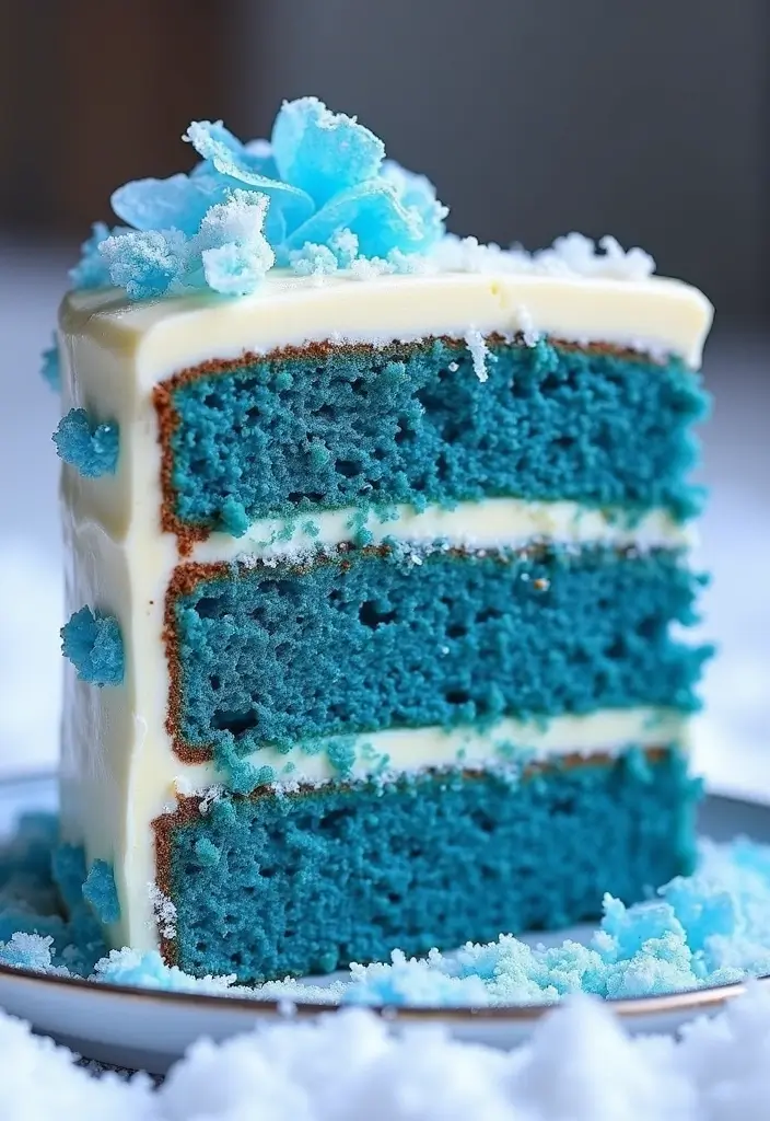 25+ Frozen Cake Ideas That Bring Elsa’s Magic to Life - 9. Icy Blue Velvet Cake