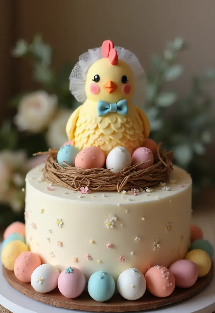 25+ Funny and Creative Chicken Cake Ideas You’ll Cluck Over - 1. The Hen and Her Eggs Cake